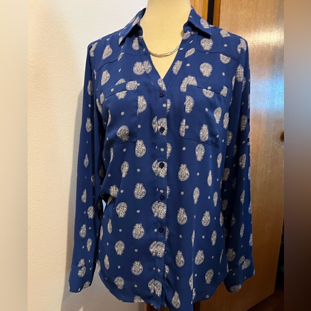 EUC Express The Portfolio Shirt Adjustable Sleeves Button Down Shirt Size M #89